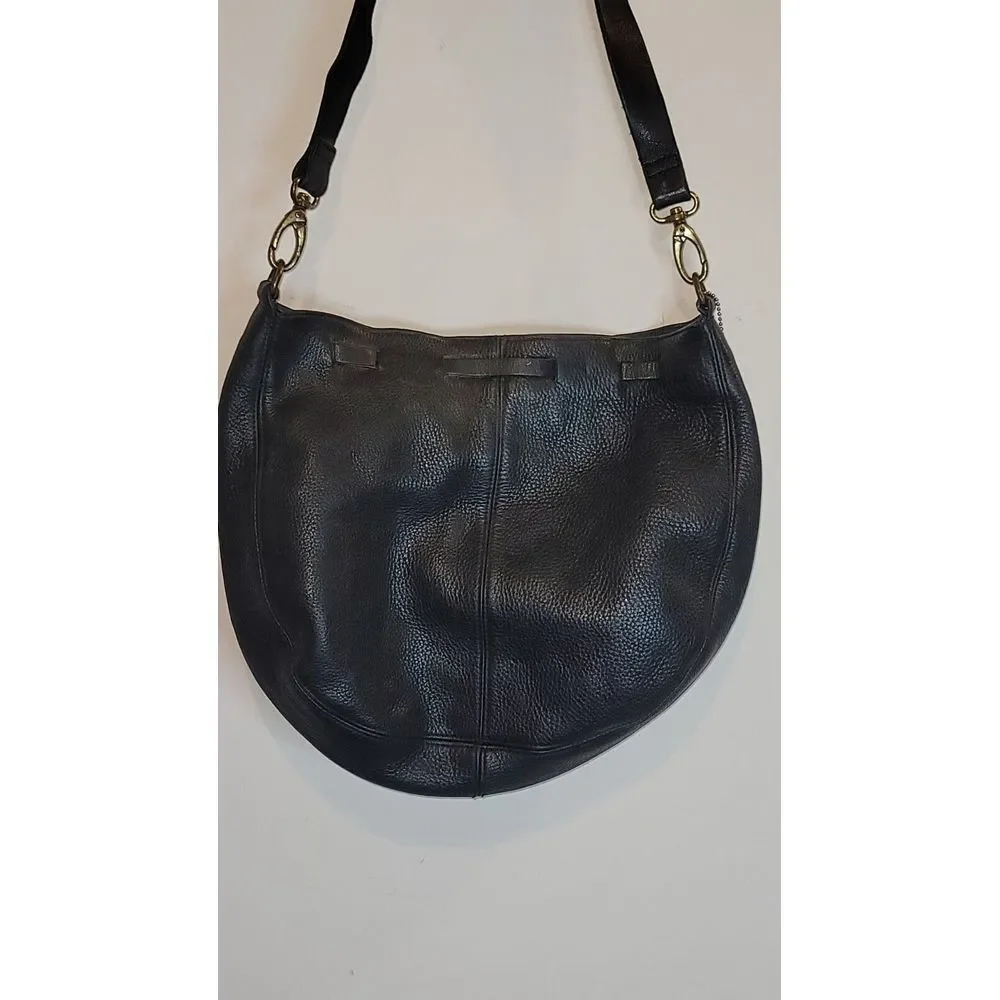 NINE WEST Black Leather Hobo Bag Shoulder Purse‎ Handbag Crossbody